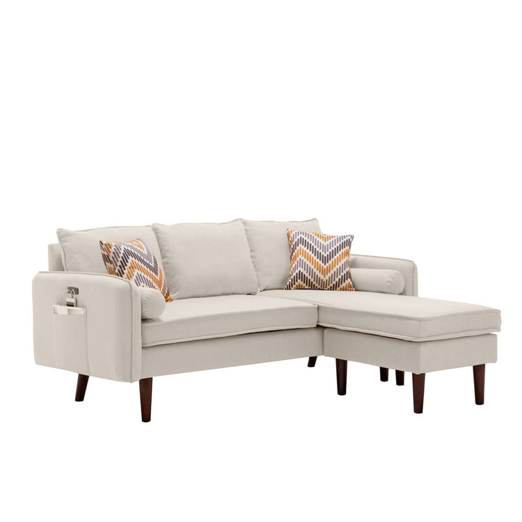 Biege Sectional Sofa with USB Charger